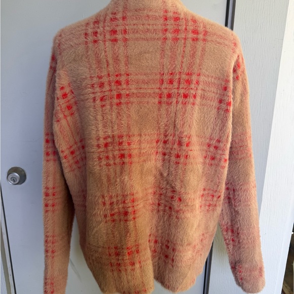 Tahari Tan Red Soft Turtleneck Plaid Sweater - Picture 4 of 11
